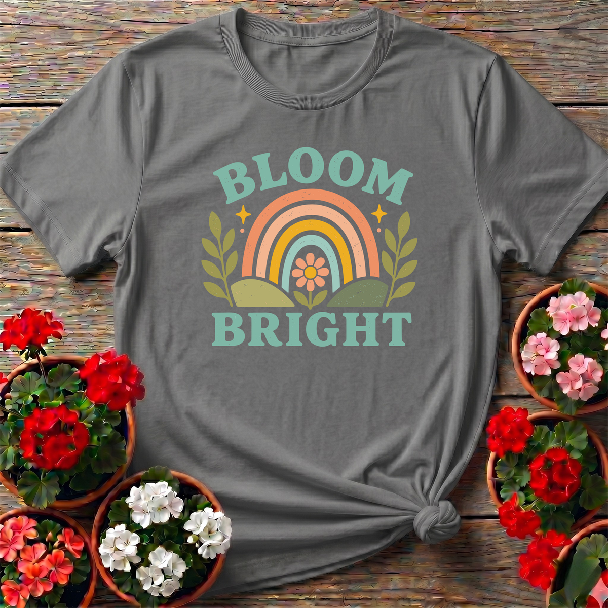 Bloom Bright Rainbow Gardening Tee for Plant Lovers