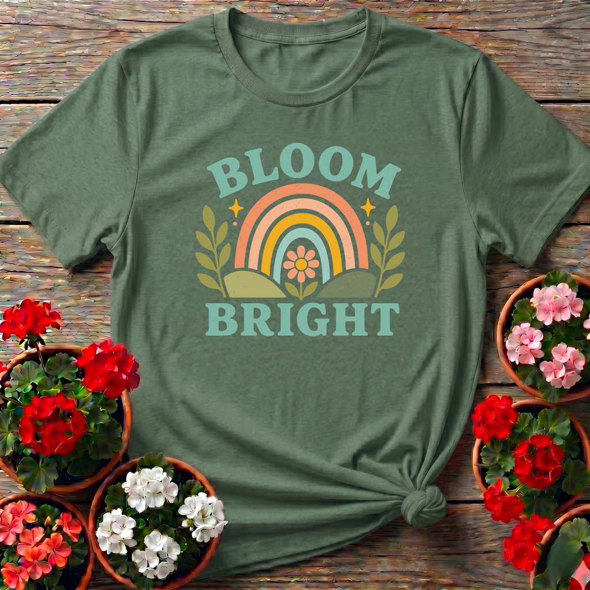 Bloom Bright Rainbow Gardening Tee for Plant Lovers