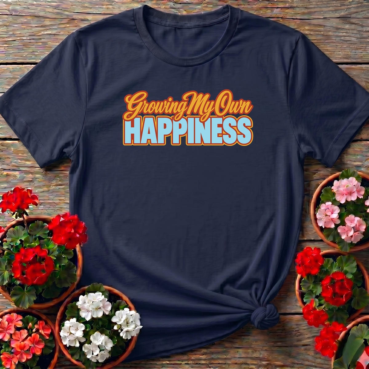 Growing My Own Happiness Retro Gardening T-Shirt
