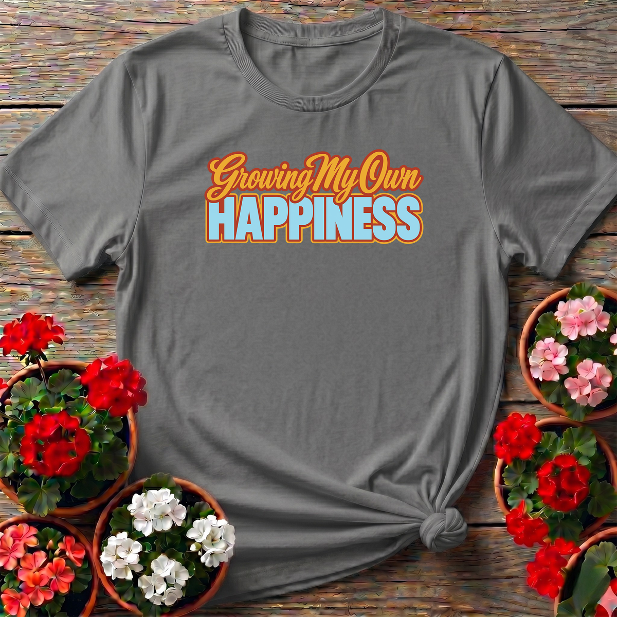 Growing My Own Happiness Retro Gardening T-Shirt