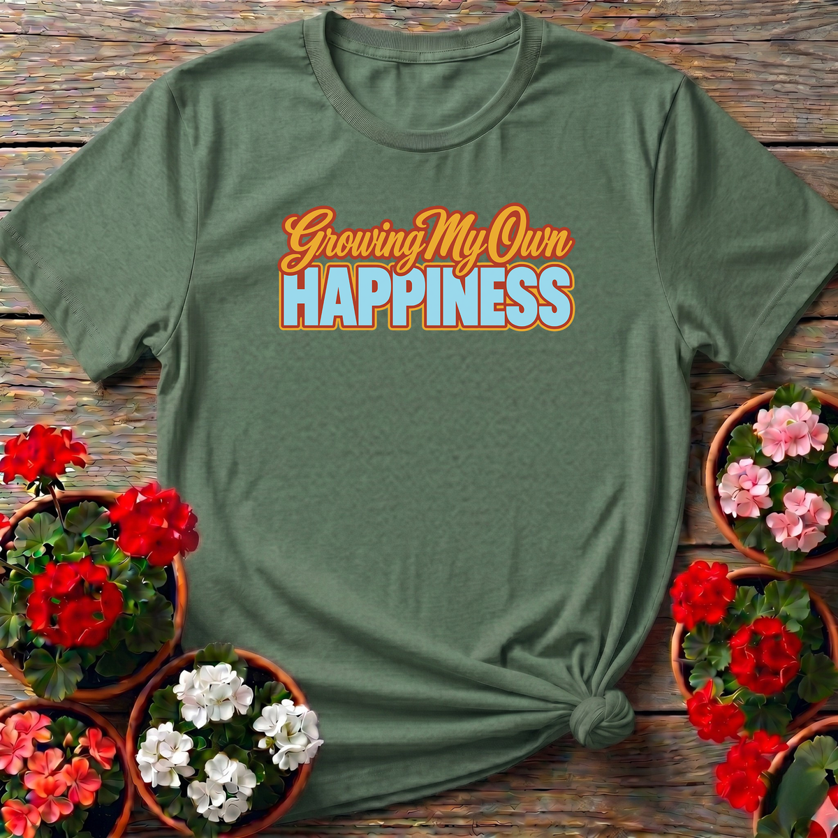 Growing My Own Happiness Retro Gardening T-Shirt