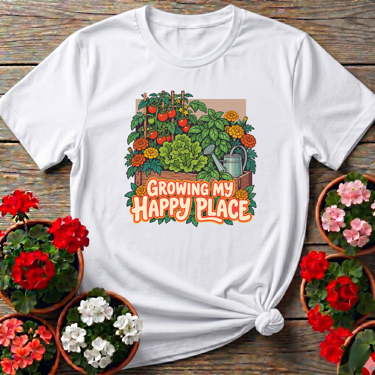 Growing My Happy Place Raised Bed Garden Tee