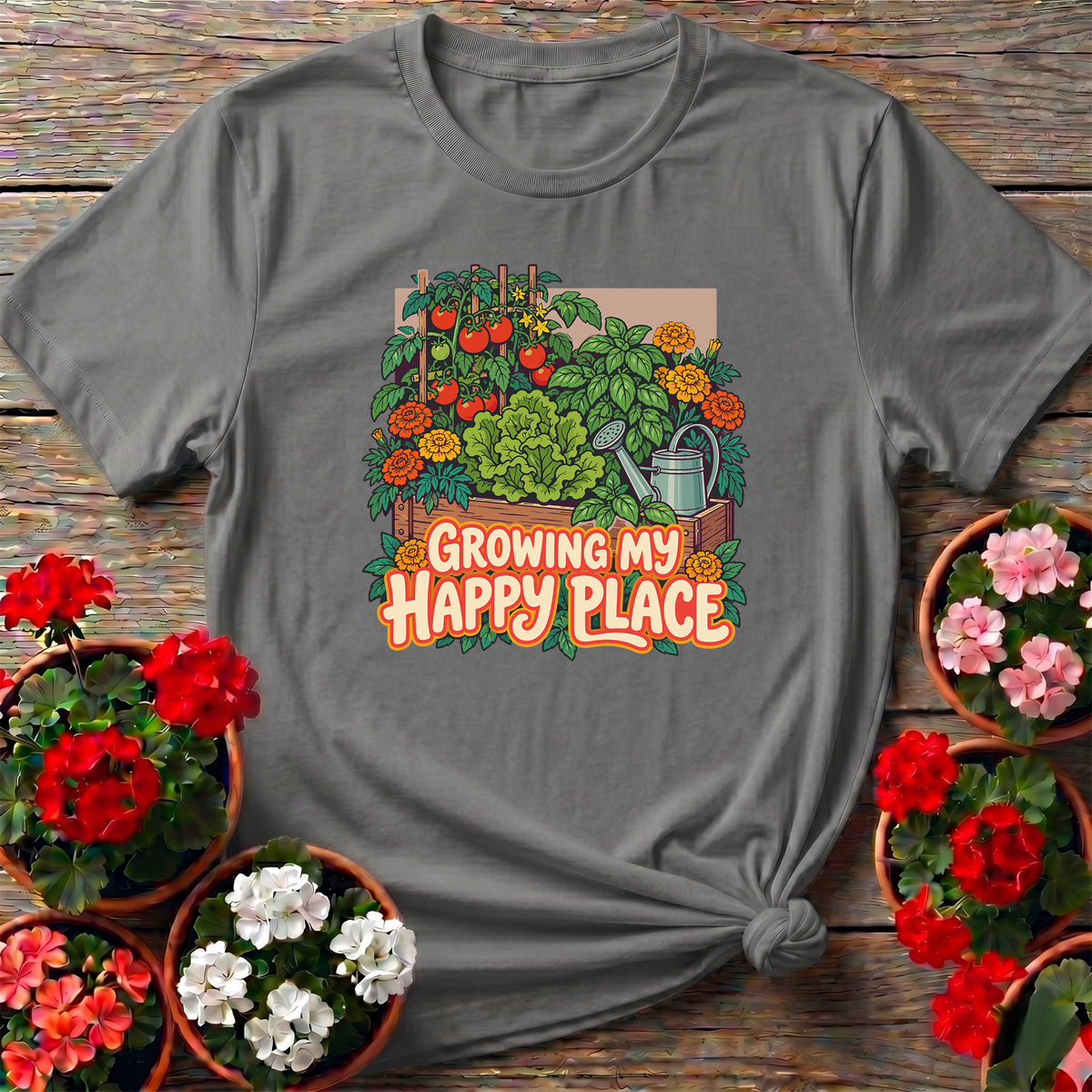 Growing My Happy Place Raised Bed Garden Tee