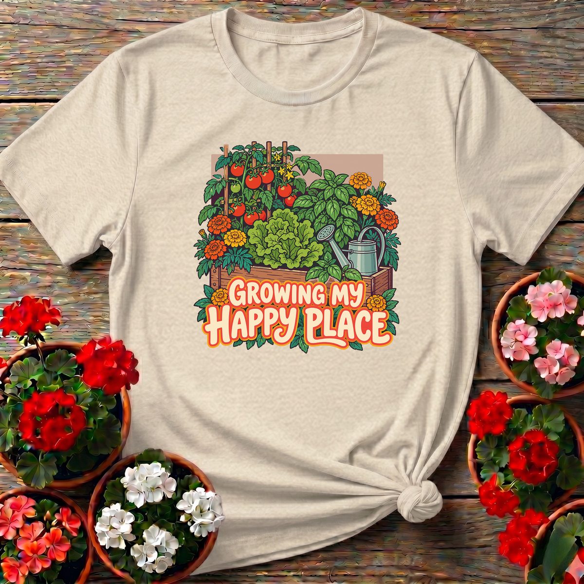Growing My Happy Place Raised Bed Garden Tee
