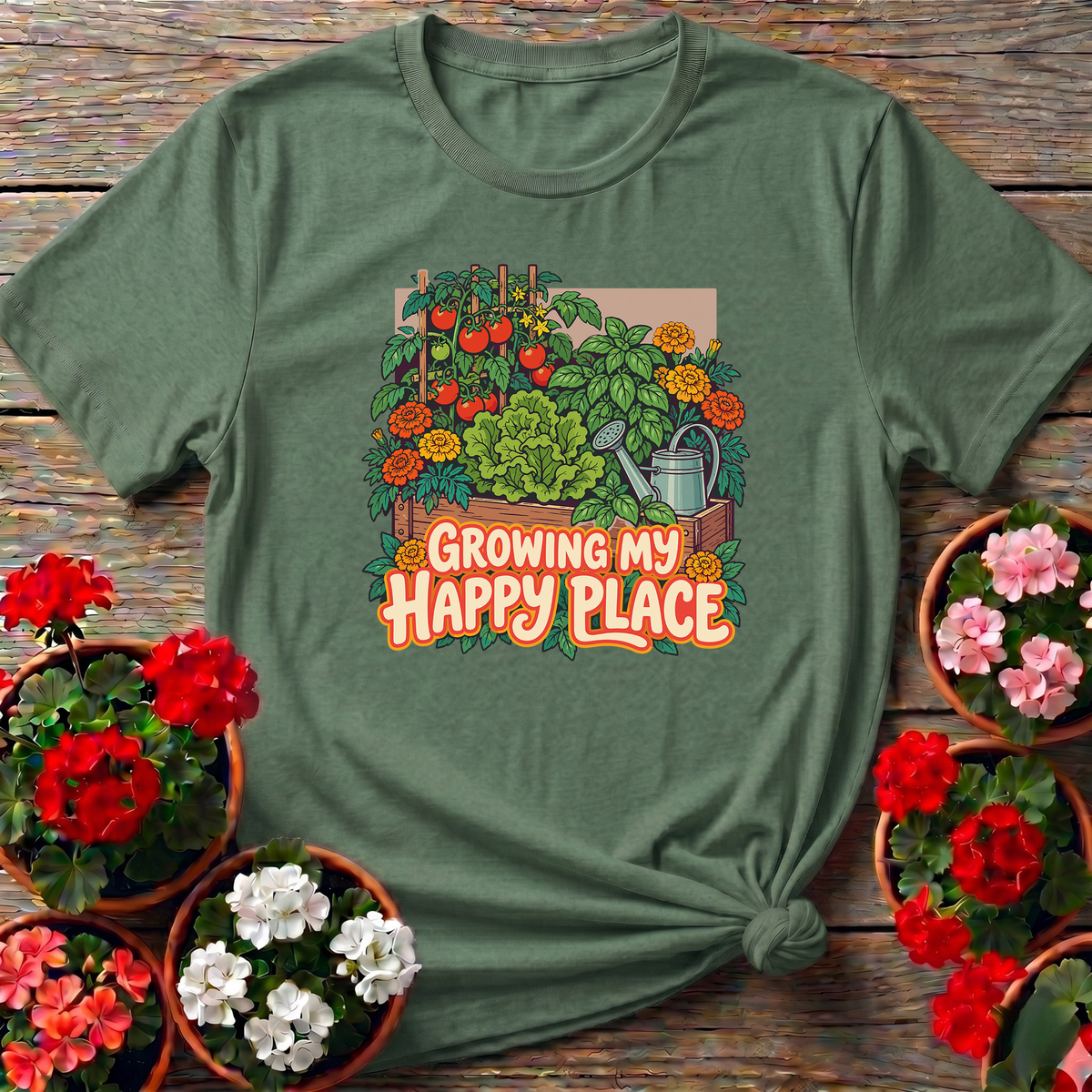 Growing My Happy Place Raised Bed Garden Tee