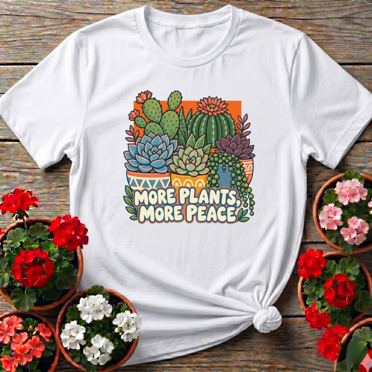 More Plants More Peace Succulent Cactus Gardening T-Shirt