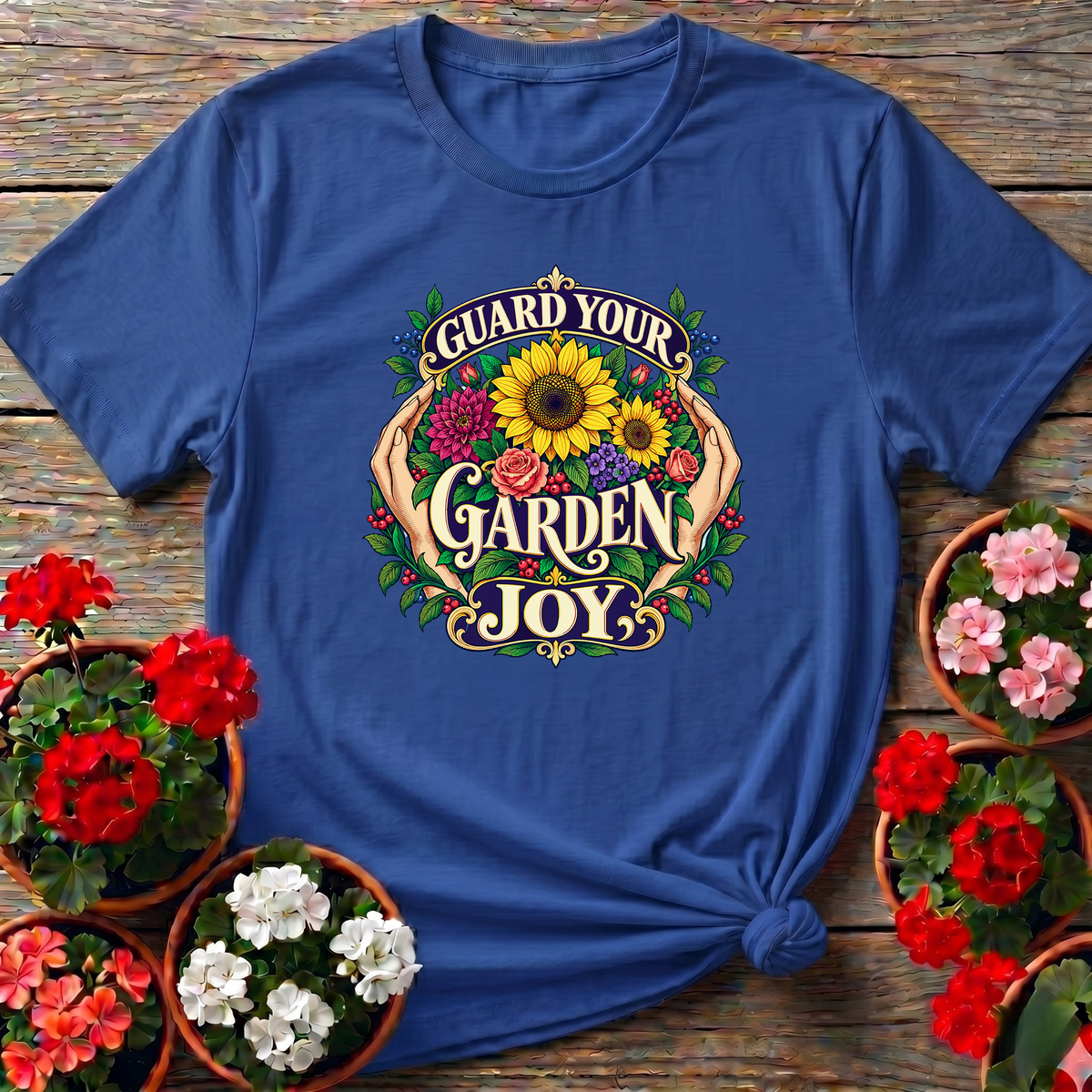 Guard Your Garden Joy Sunflower Floral Gardening T-Shirt