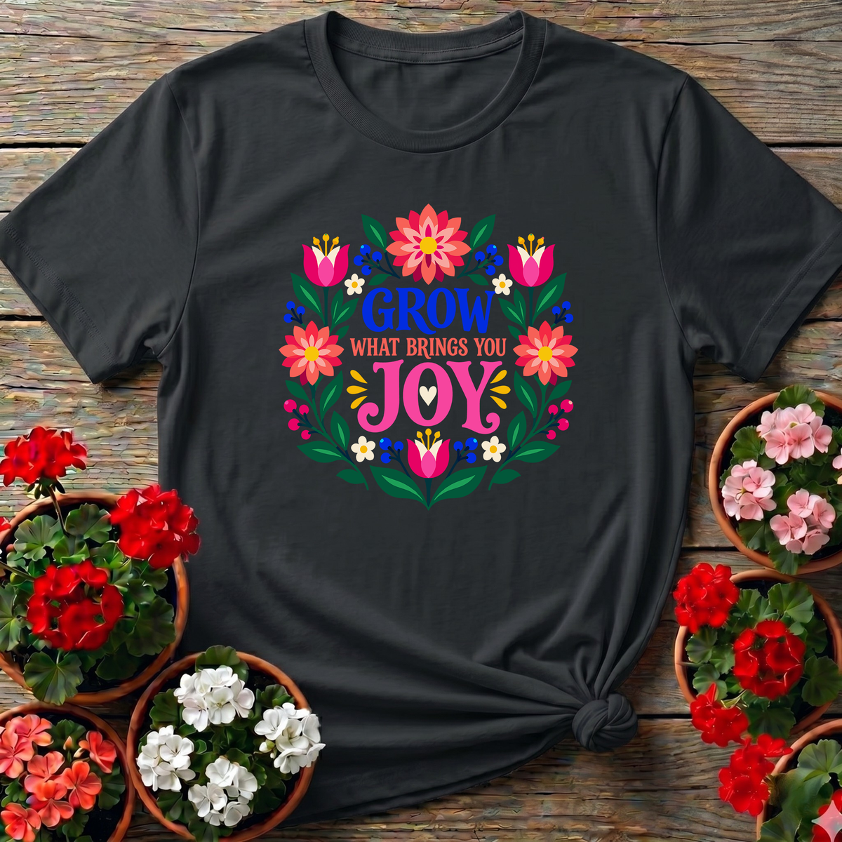 Grow What Brings You Joy Floral Gardening T-Shirt