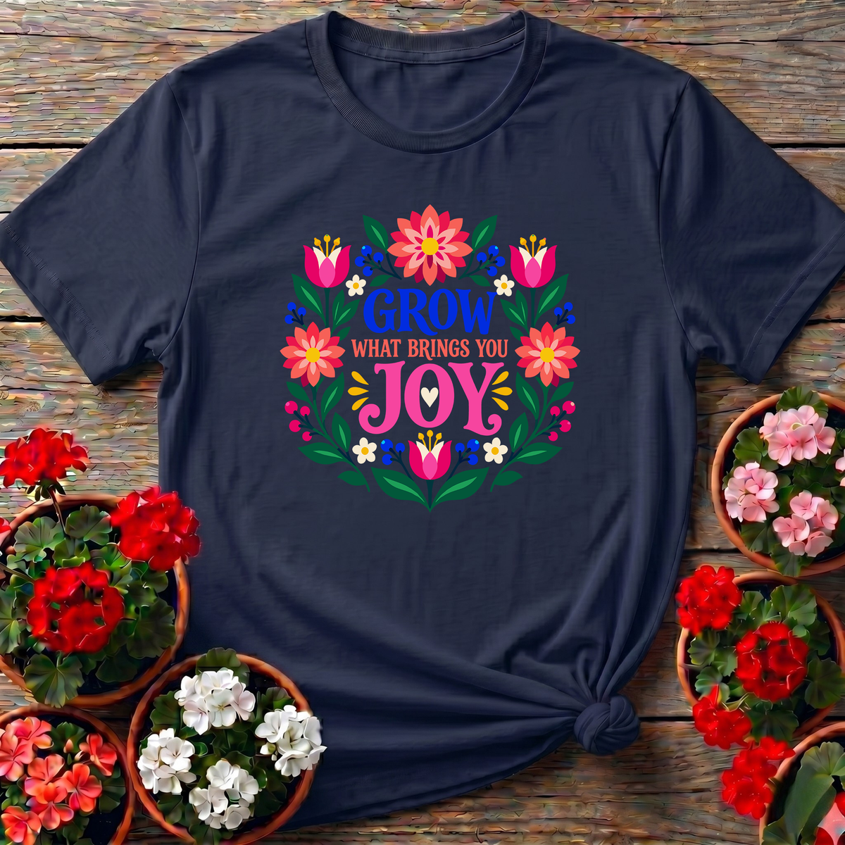Grow What Brings You Joy Floral Gardening T-Shirt