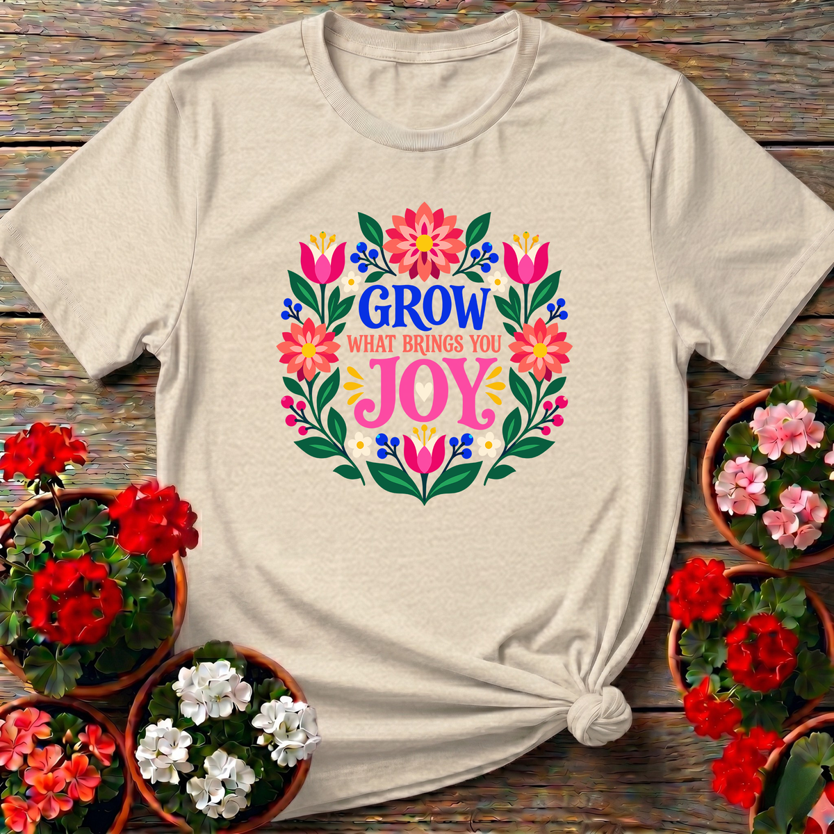 Grow What Brings You Joy Floral Gardening T-Shirt