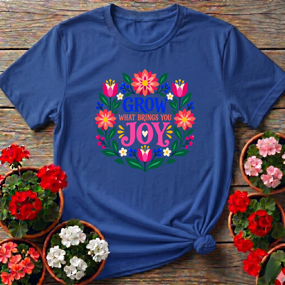 Grow What Brings You Joy Floral Gardening T-Shirt