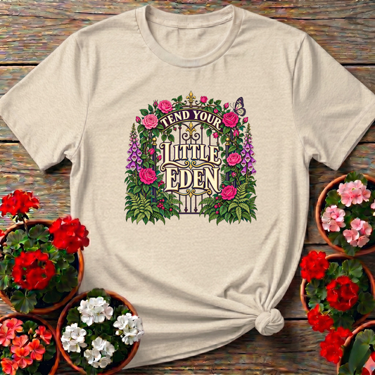 Tend Your Little Eden Floral Garden Gate T-Shirt