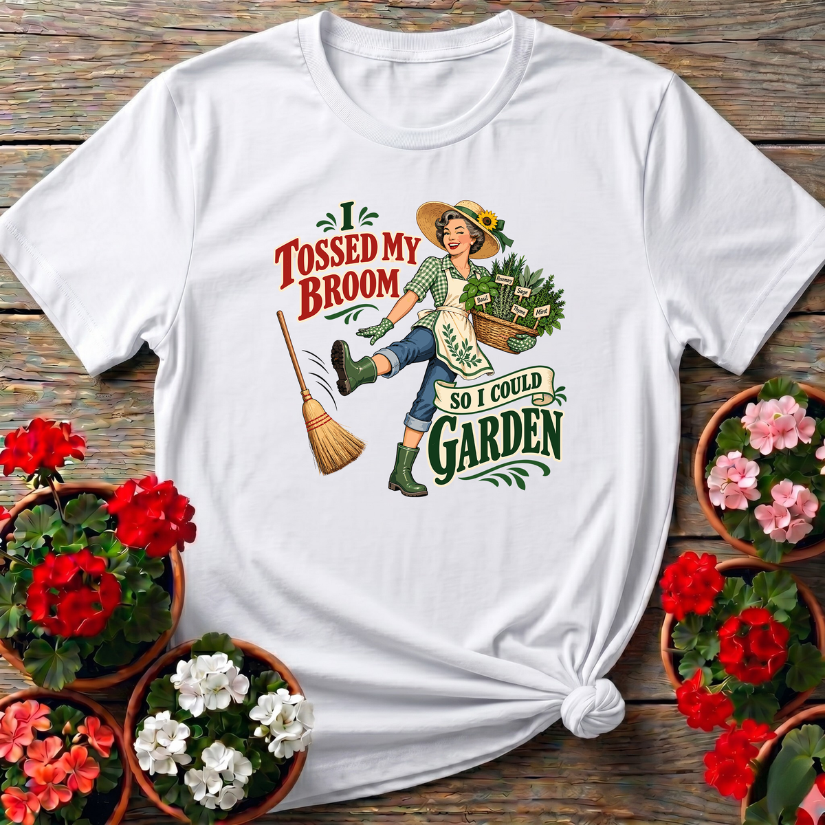 I Tossed My Broom So I Could Garden Vintage Tee