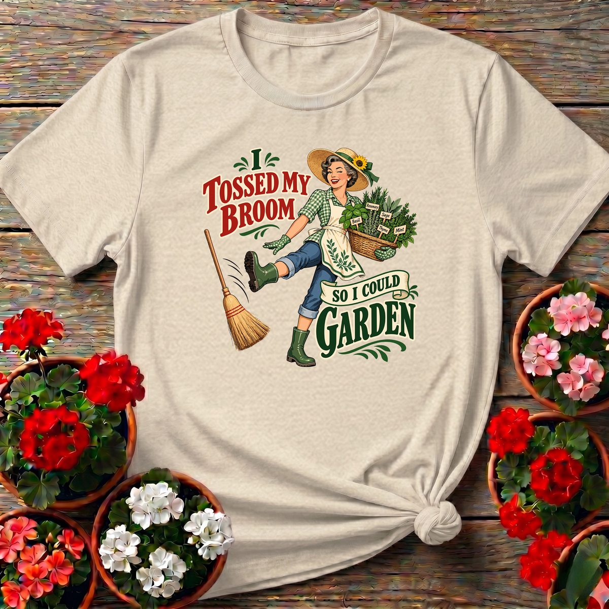 I Tossed My Broom So I Could Garden Vintage Tee