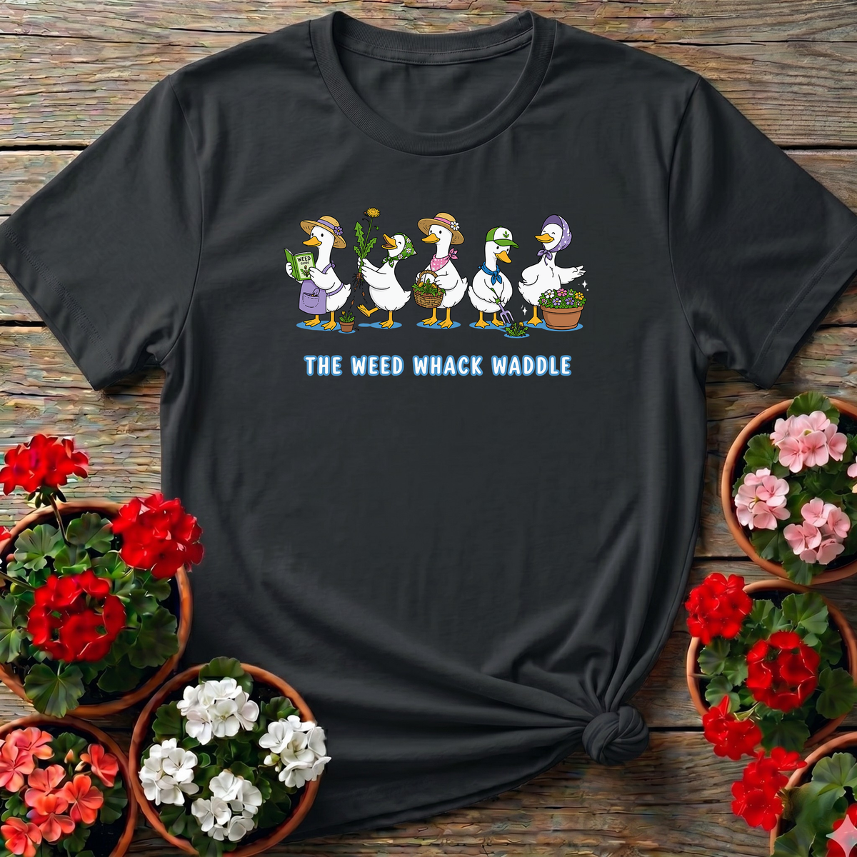 The Weed Whack Waddle Funny Duck Gardening T-Shirt