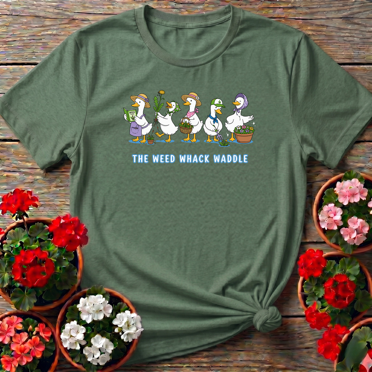 The Weed Whack Waddle Funny Duck Gardening T-Shirt