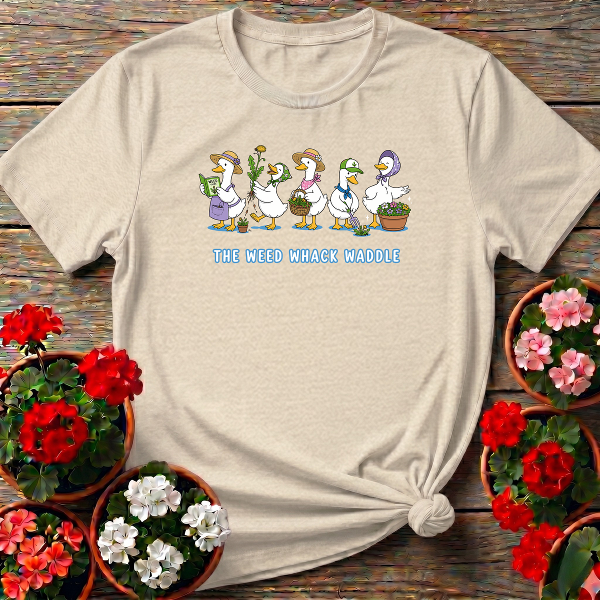 The Weed Whack Waddle Funny Duck Gardening T-Shirt