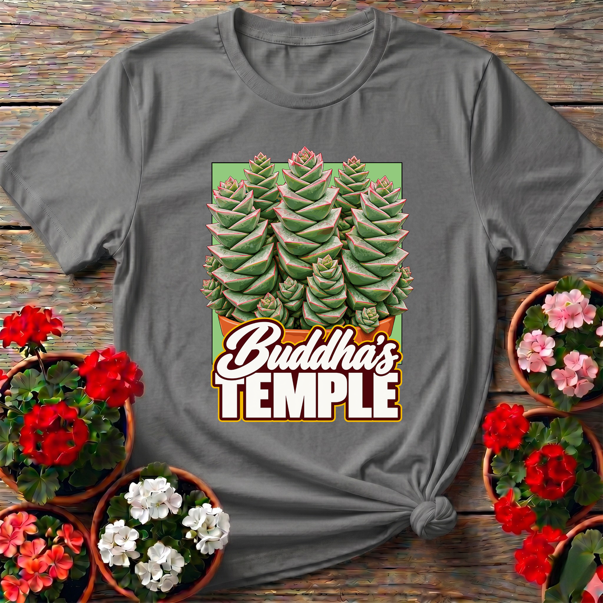 Buddha's Temple Succulent Plant Gardening T-Shirt