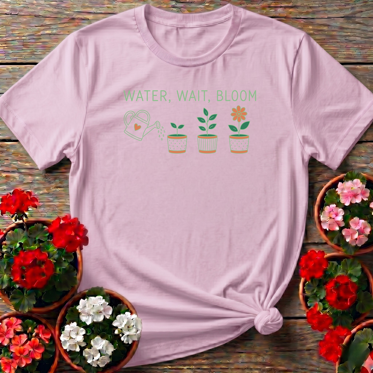 Water Wait Bloom Gardening Tee for Plant Lovers