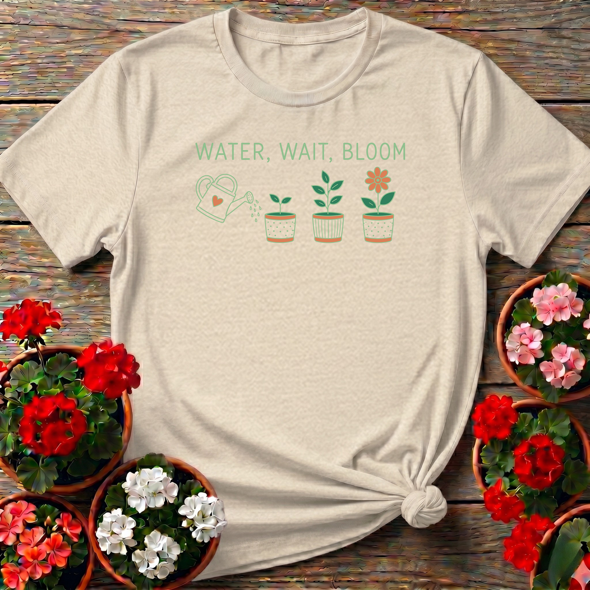 Water Wait Bloom Gardening Tee for Plant Lovers