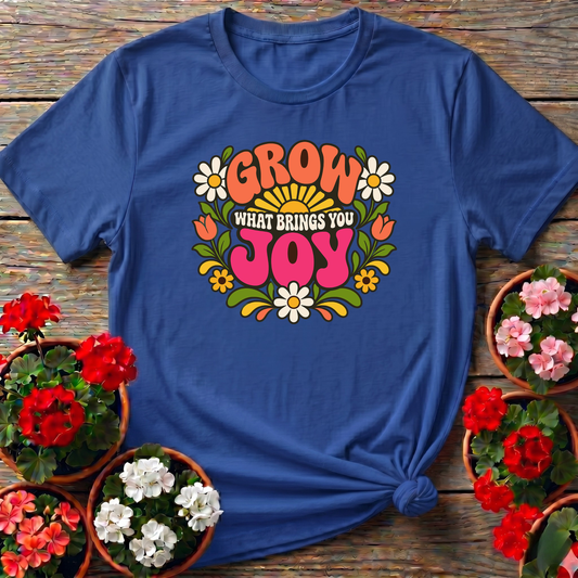 Grow What Brings You Joy Retro Floral Gardening Tee