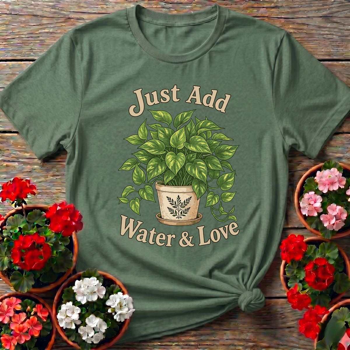 Just Add Water & Love Pothos Plant Gardening Tee