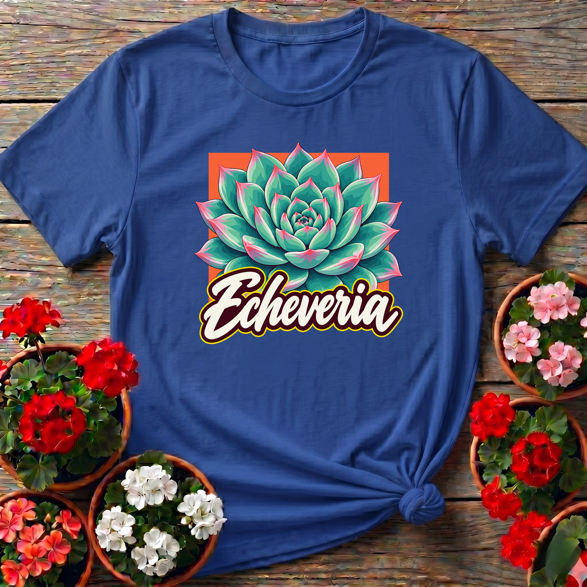 Echeveria Succulent Retro Botanical Gardening T-Shirt
