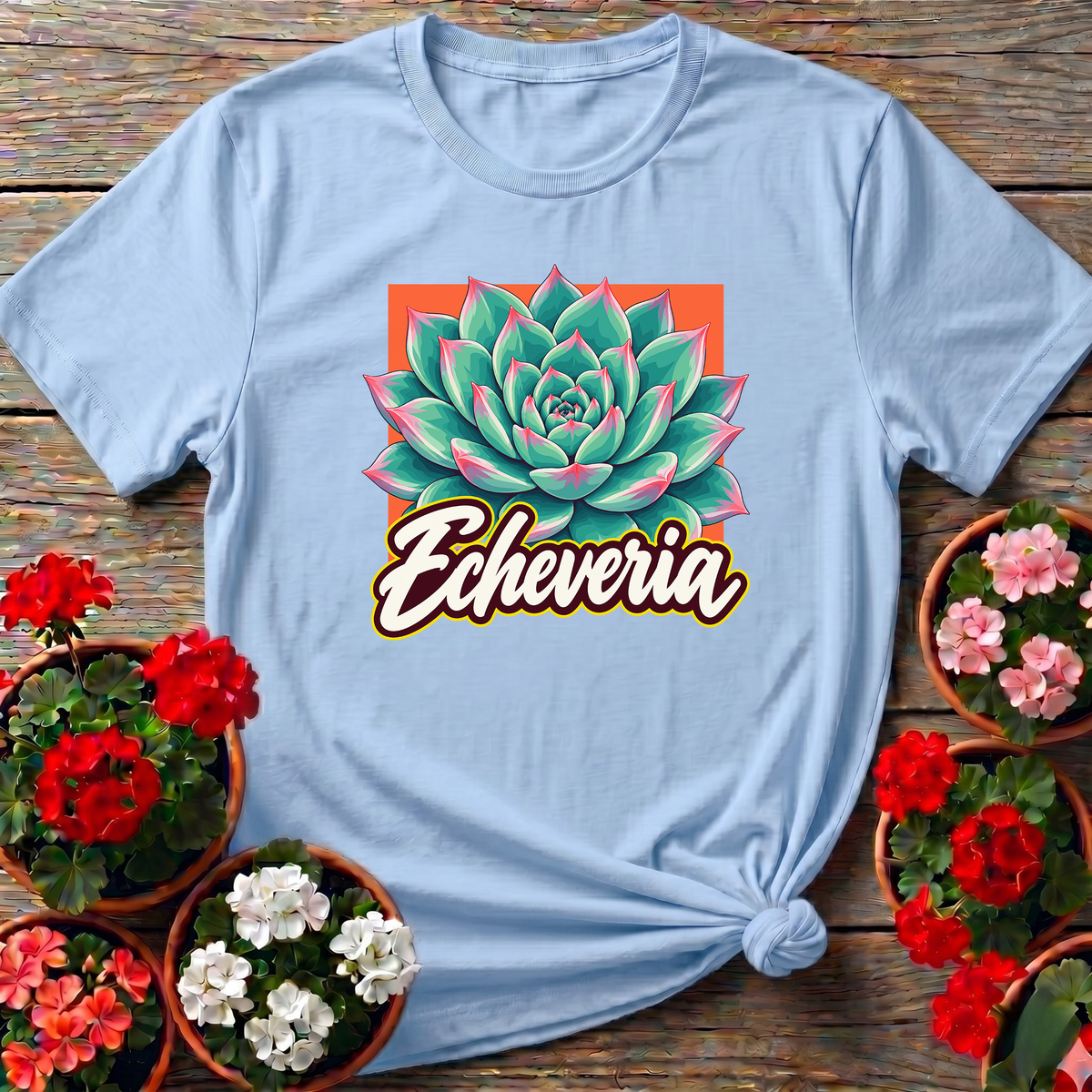 Echeveria Succulent Retro Botanical Gardening T-Shirt