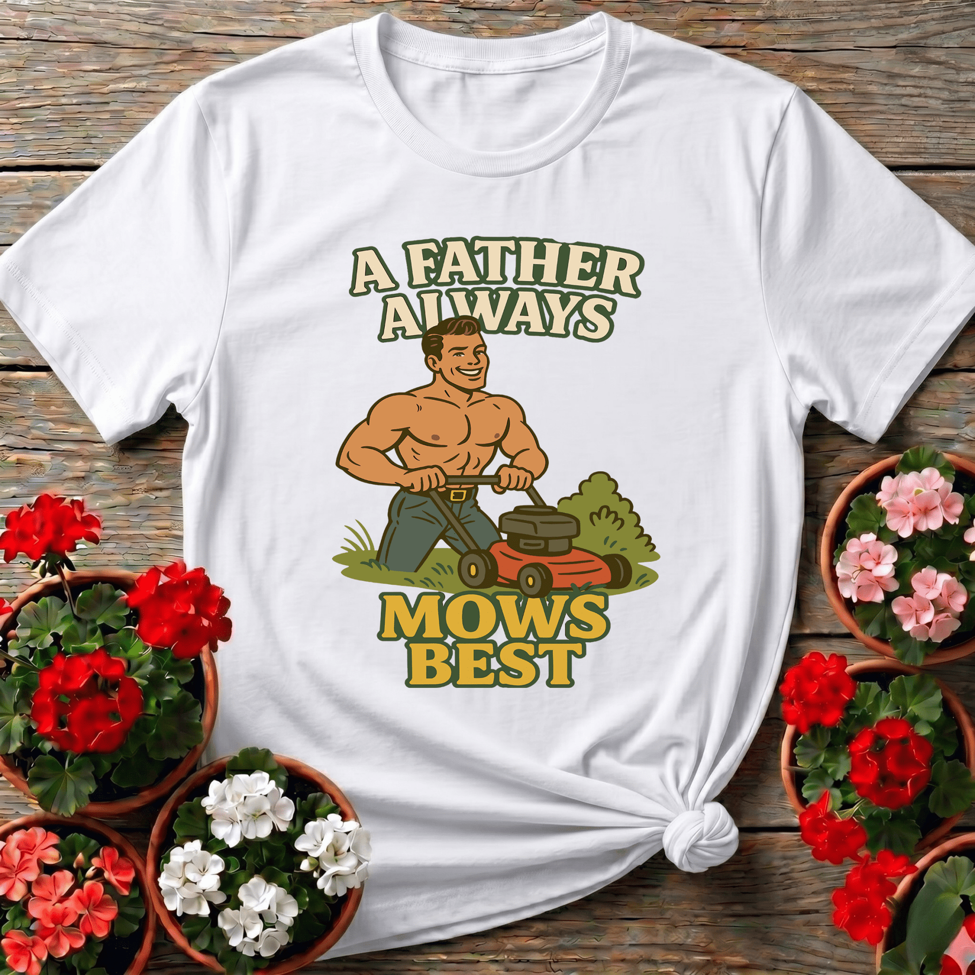 A Father Always Mows Best Funny Lawn Care Dad T-Shirt - GardeningTshirts