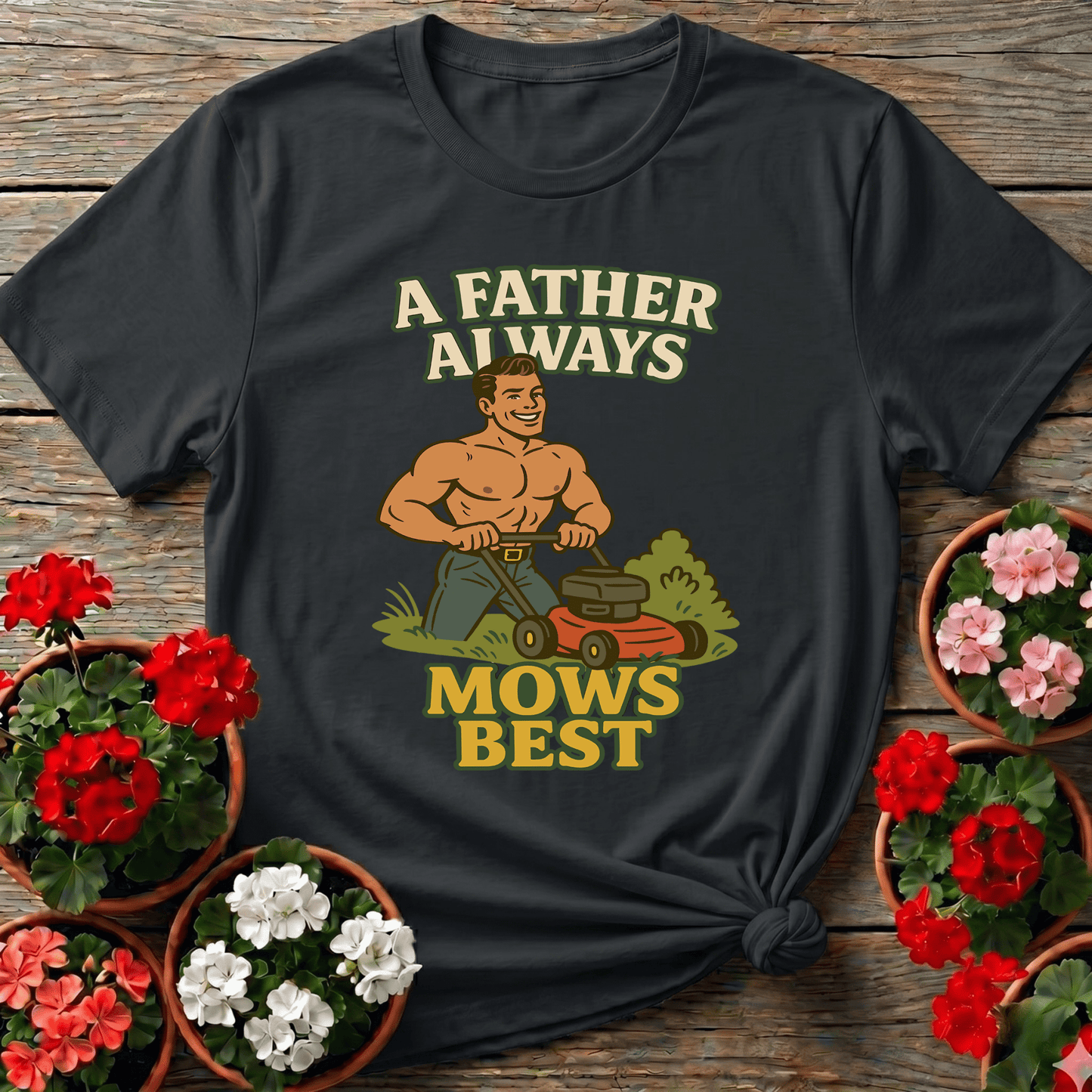 A Father Always Mows Best Funny Lawn Care Dad T-Shirt - GardeningTshirts