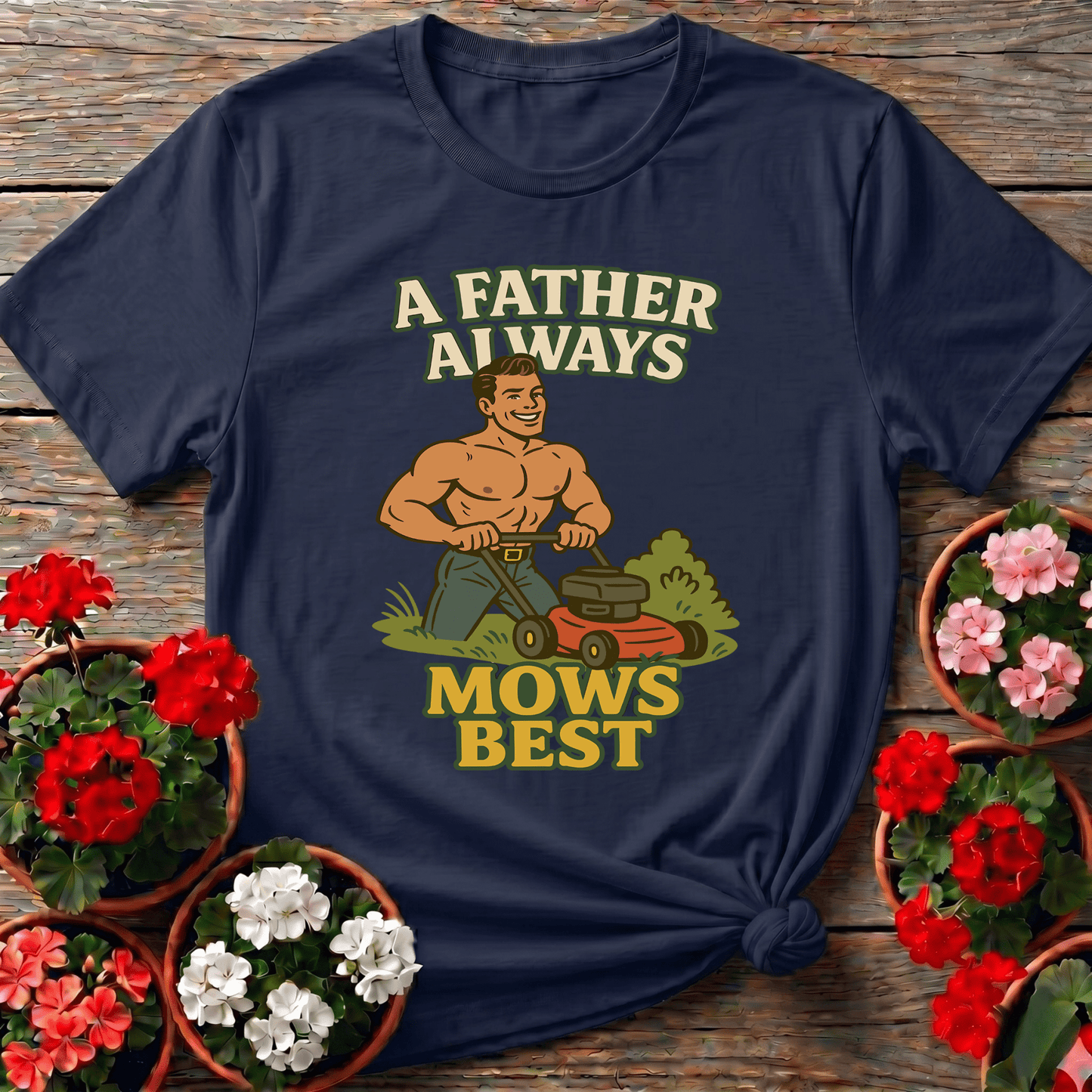A Father Always Mows Best Funny Lawn Care Dad T-Shirt - GardeningTshirts