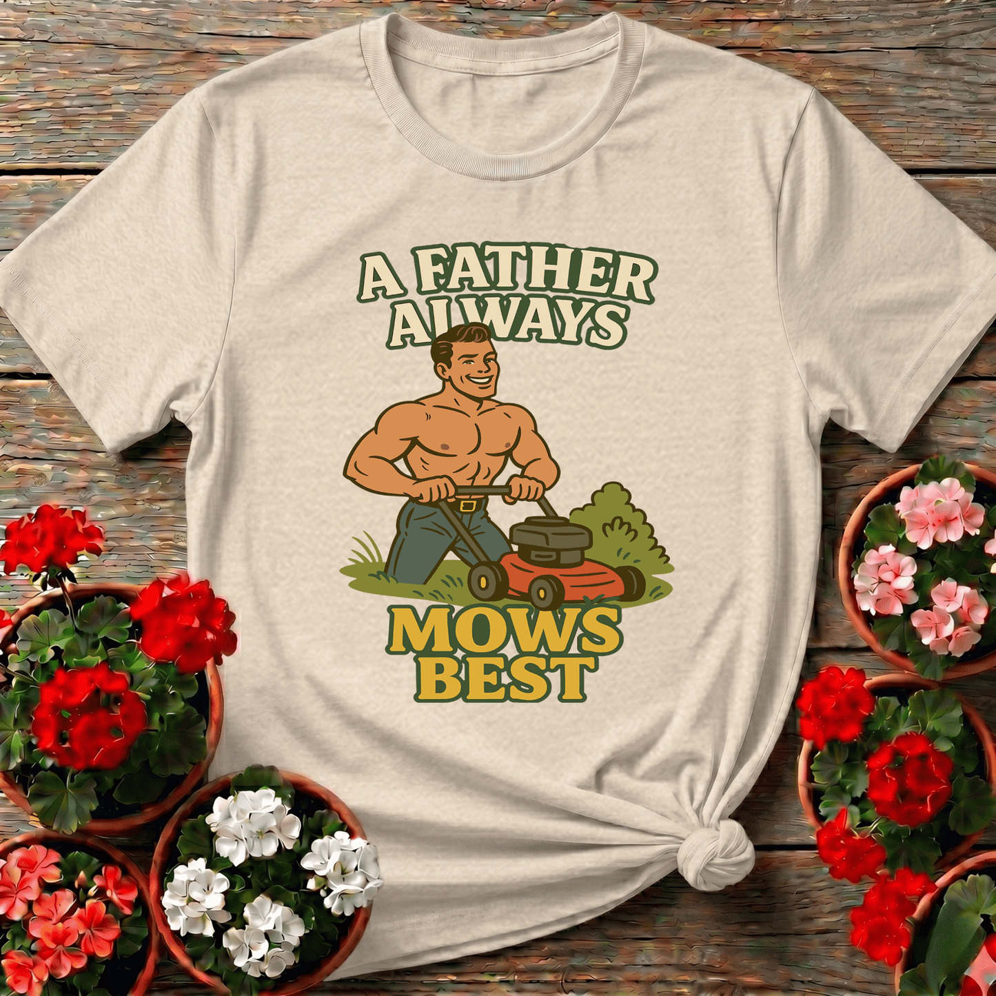 A Father Always Mows Best Funny Lawn Care Dad T-Shirt - GardeningTshirts