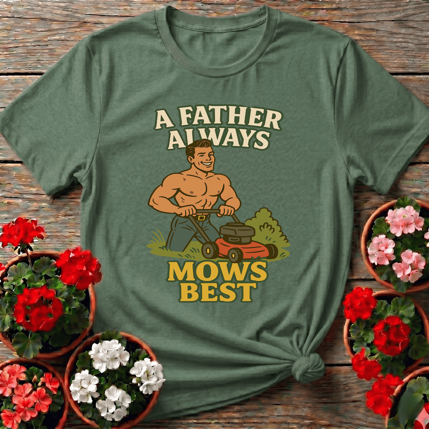 A Father Always Mows Best Funny Lawn Care Dad T-Shirt - GardeningTshirts