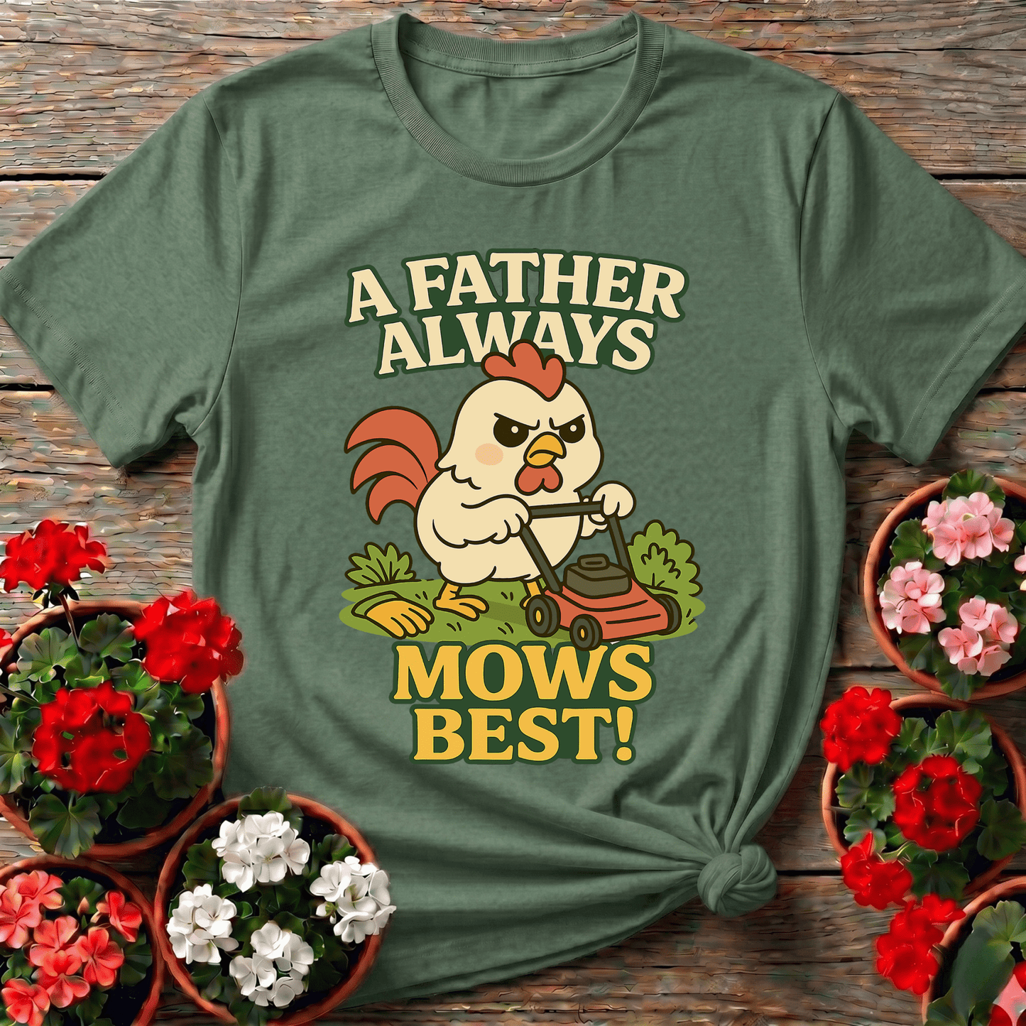 A Father Always Mows Best Funny Rooster T-shirt - GardeningTshirts