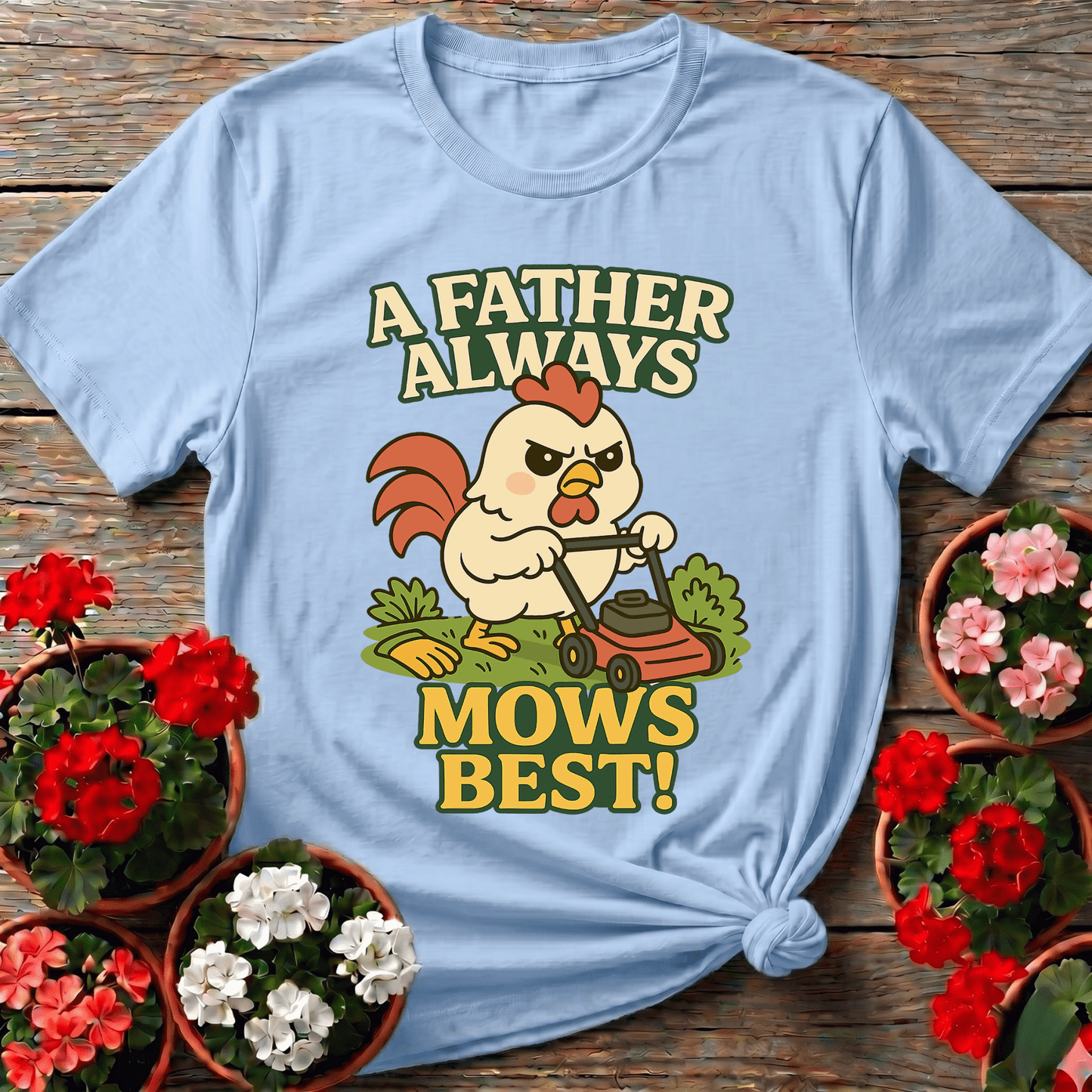 A Father Always Mows Best Funny Rooster T-shirt - GardeningTshirts