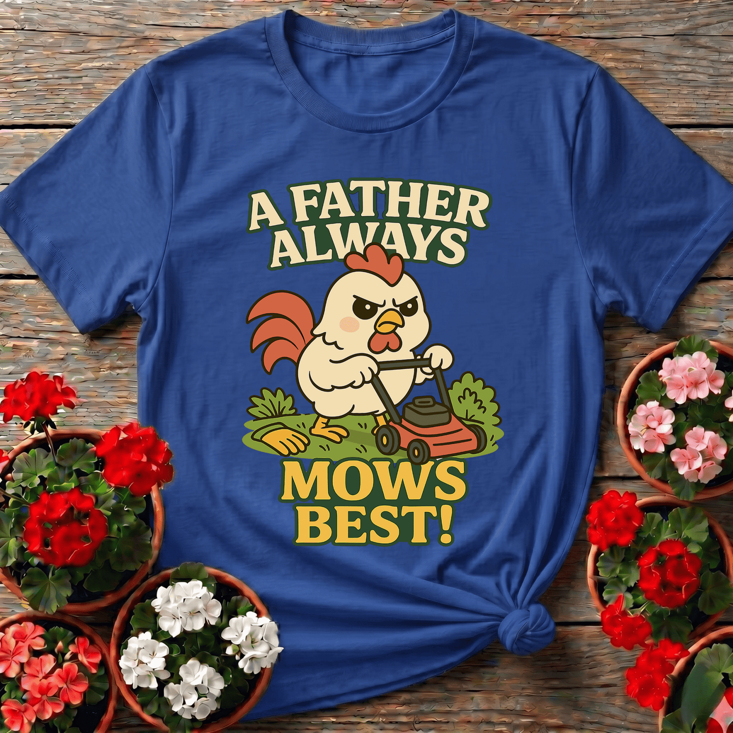 A Father Always Mows Best Funny Rooster T-shirt - GardeningTshirts