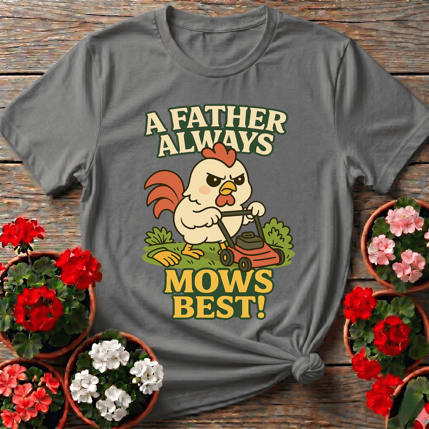 A Father Always Mows Best Funny Rooster T-shirt - GardeningTshirts