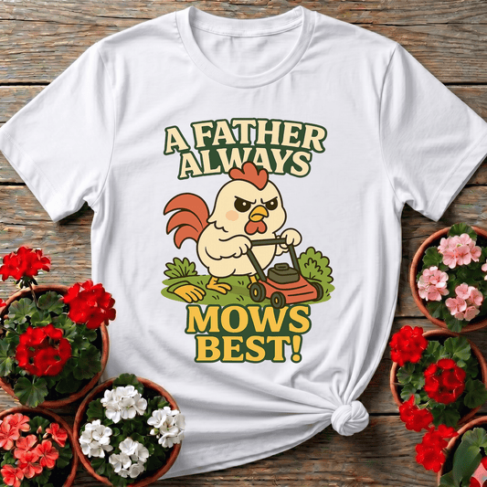 A Father Always Mows Best Funny Rooster T-shirt - GardeningTshirts