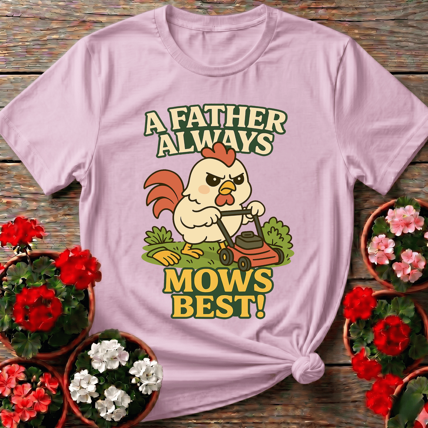 A Father Always Mows Best Funny Rooster T-shirt - GardeningTshirts