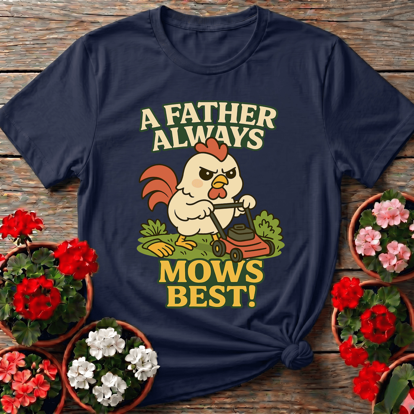 A Father Always Mows Best Funny Rooster T-shirt - GardeningTshirts