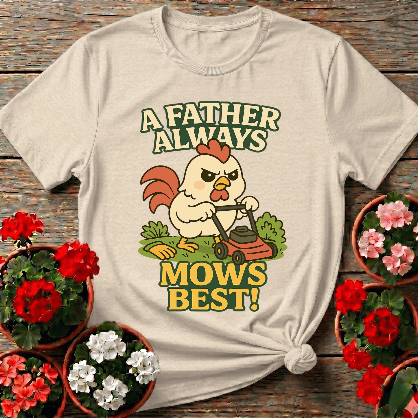 A Father Always Mows Best Funny Rooster T-shirt - GardeningTshirts