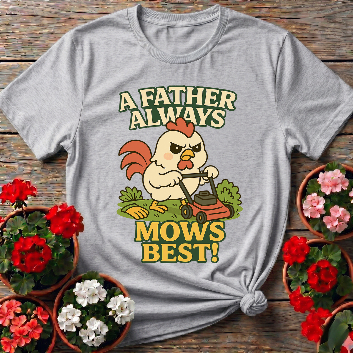 A Father Always Mows Best Funny Rooster T-shirt - GardeningTshirts
