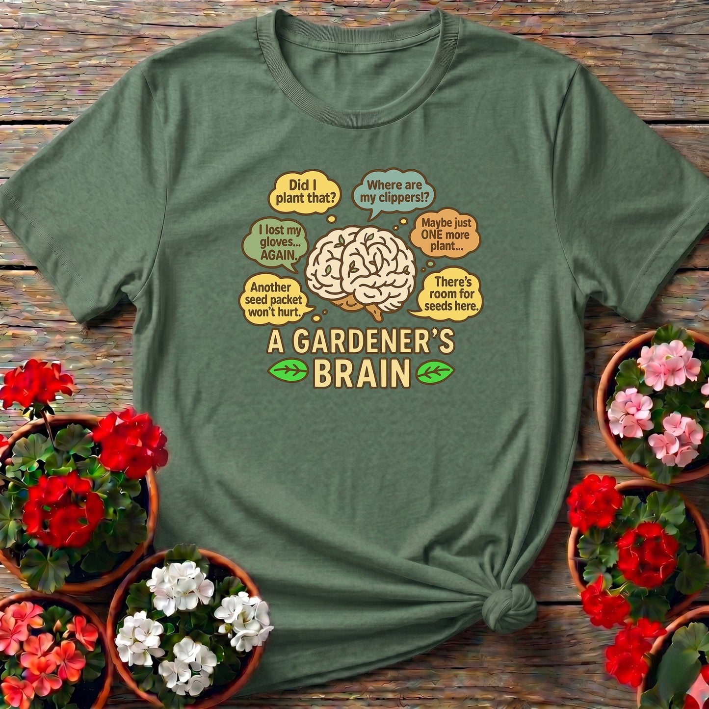 A Gardeners Brain Funny Plant Lover Tee - GardeningTshirts