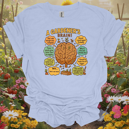 "A Gardener's Brain" Funny Raised Bed T-Shirt - GardeningTshirts