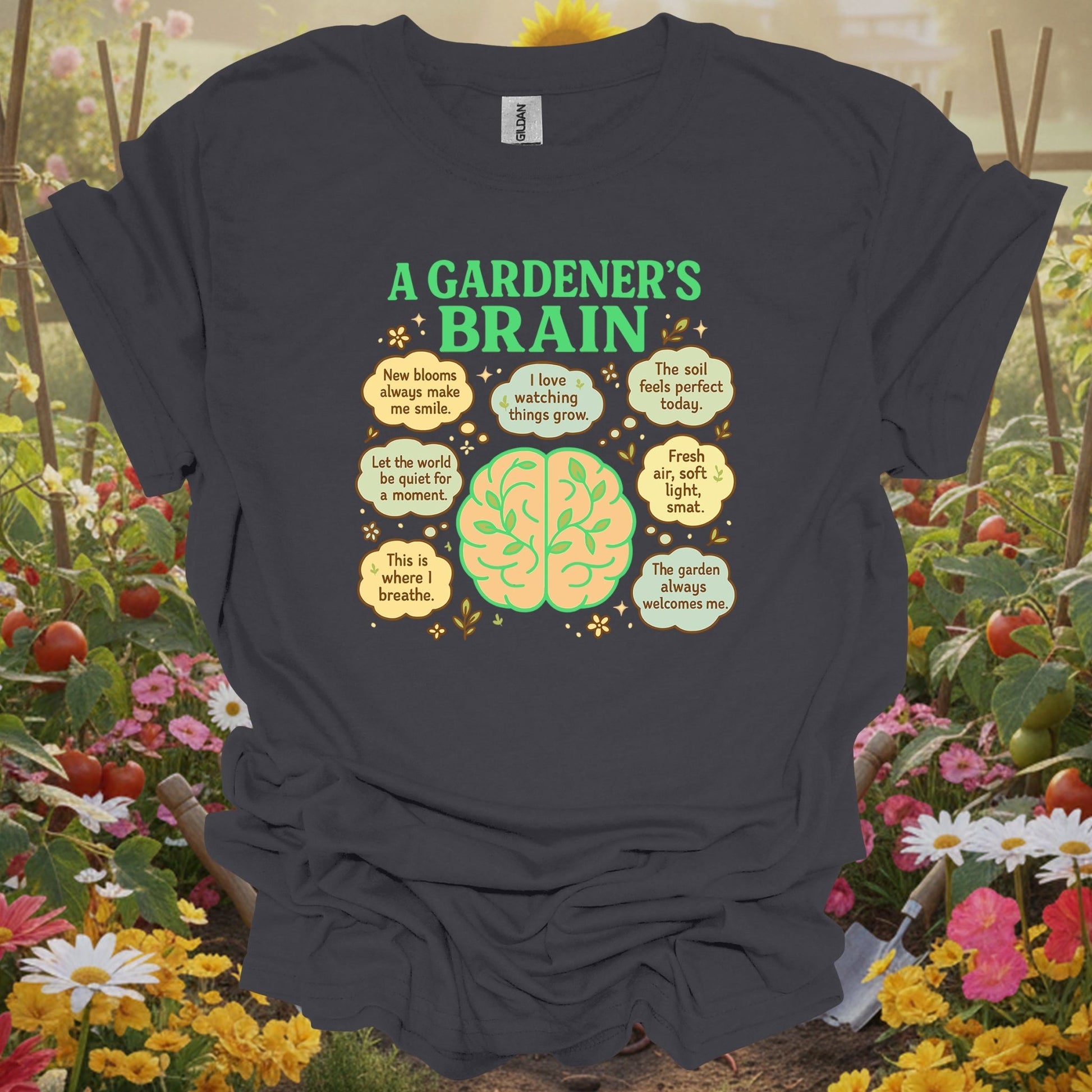 "A Gardener's Brain" Vintage Style Mindful Plant Lover Shirt - GardeningTshirts