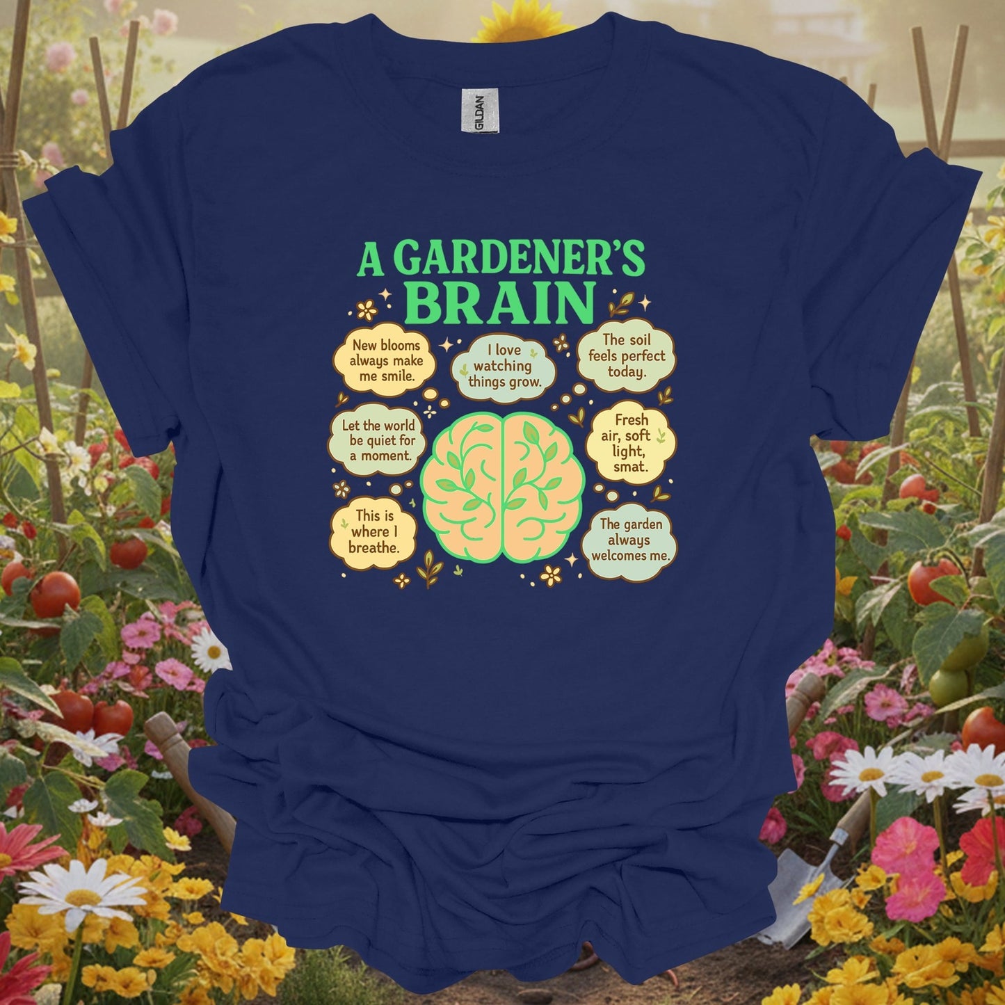 "A Gardener's Brain" Vintage Style Mindful Plant Lover Shirt - GardeningTshirts