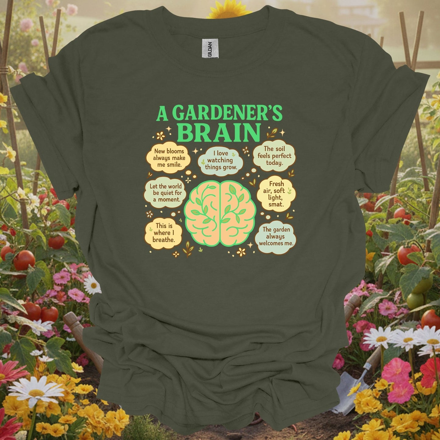 "A Gardener's Brain" Vintage Style Mindful Plant Lover Shirt - GardeningTshirts