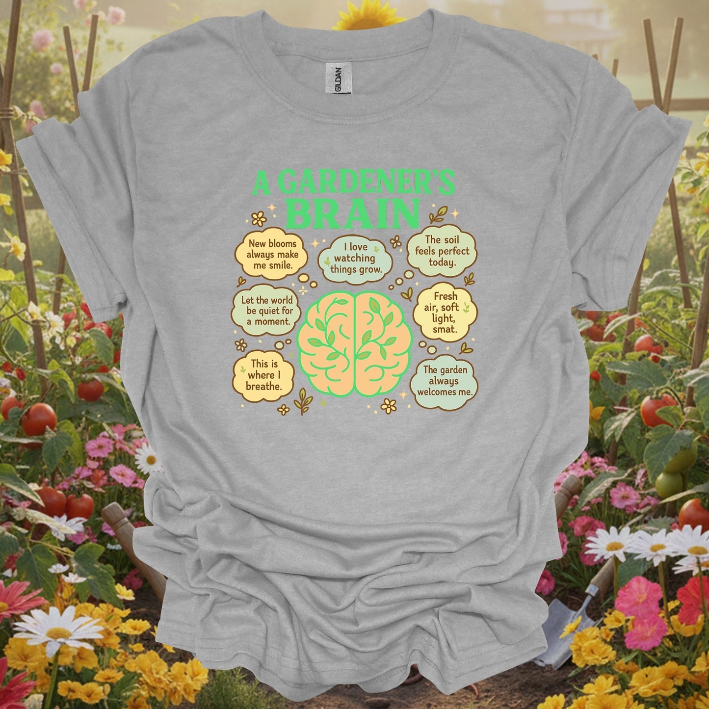 "A Gardener's Brain" Vintage Style Mindful Plant Lover Shirt - GardeningTshirts