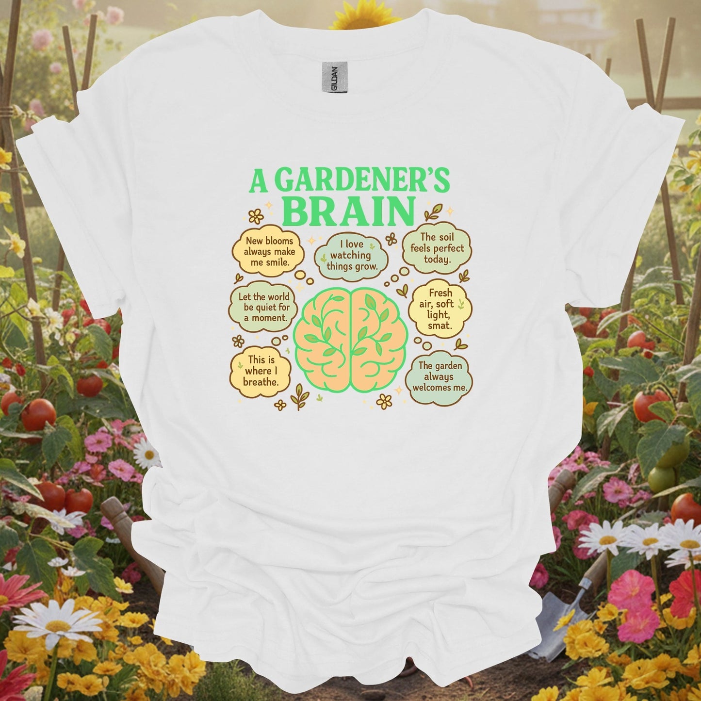 "A Gardener's Brain" Vintage Style Mindful Plant Lover Shirt - GardeningTshirts