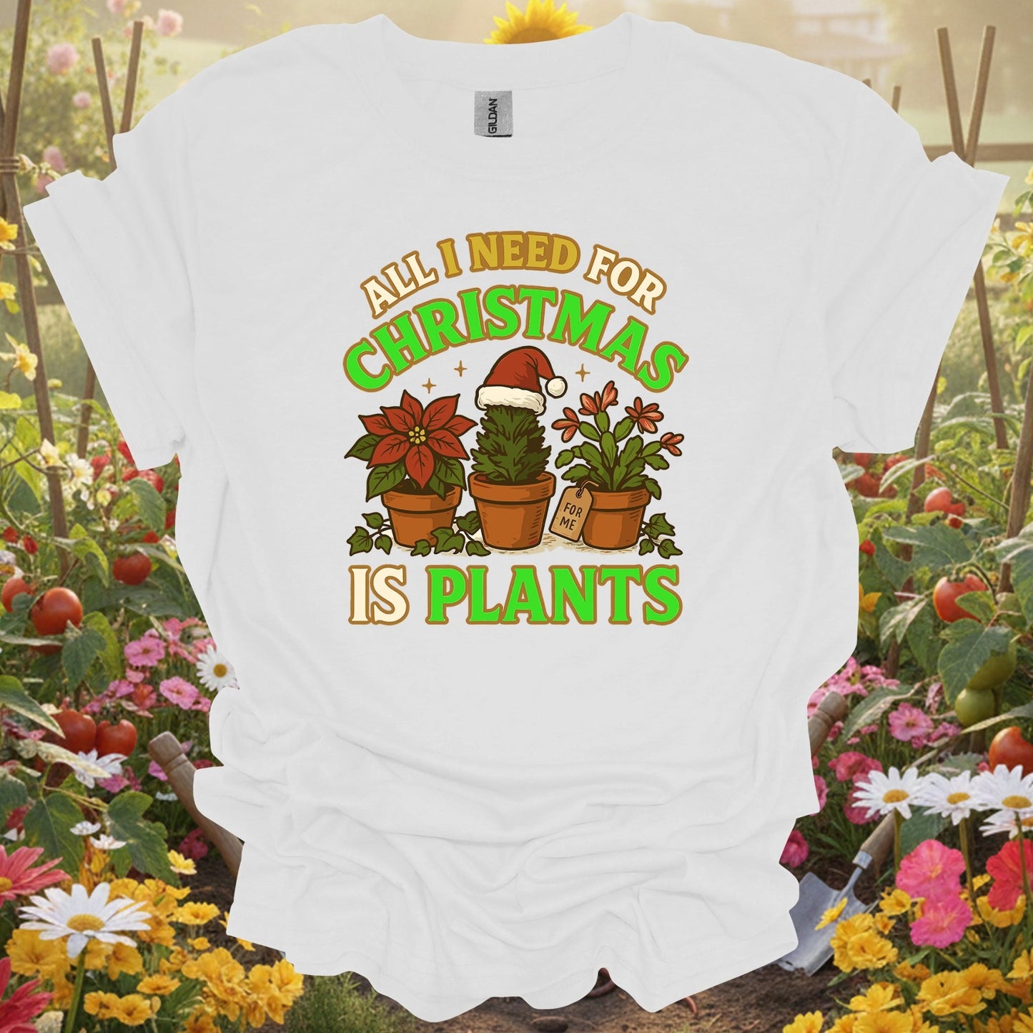 "All I Need For Christmas Is Plants" Poinsettia Christmas Gift Shirt - GardeningTshirts